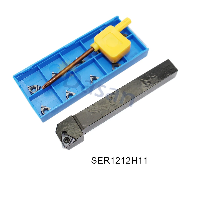 Набор токарных резцов, твердосплавные втулки 11ER A60 или AG60 и 1 держатель SER1212H11 для токарного станка с ЧПУ, 10 шт.