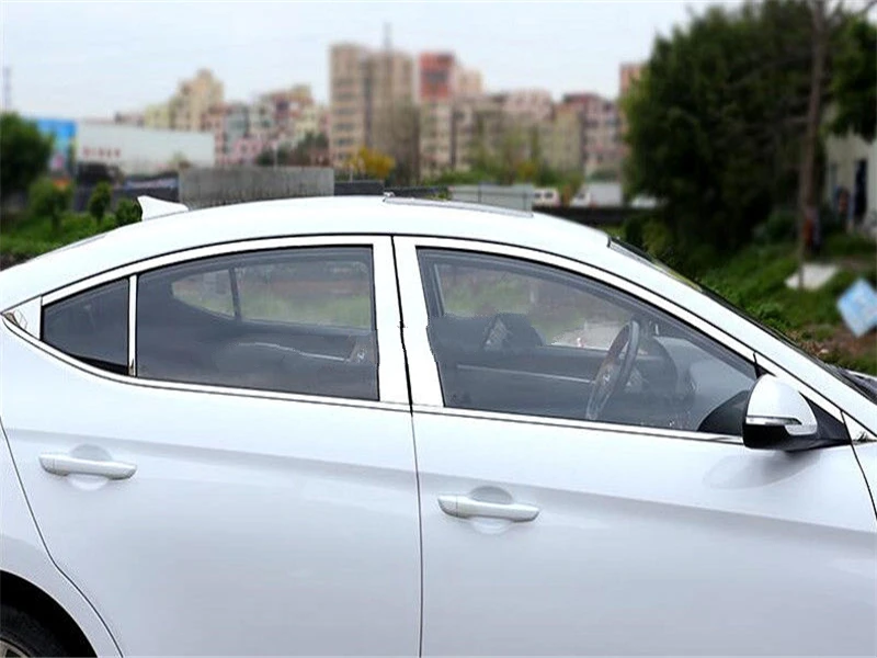 

16 шт. стальные яркие верхние + средние центральные колонны, оконная рама, обшивка порога для Hyundai Elantra Avante 2016 2017