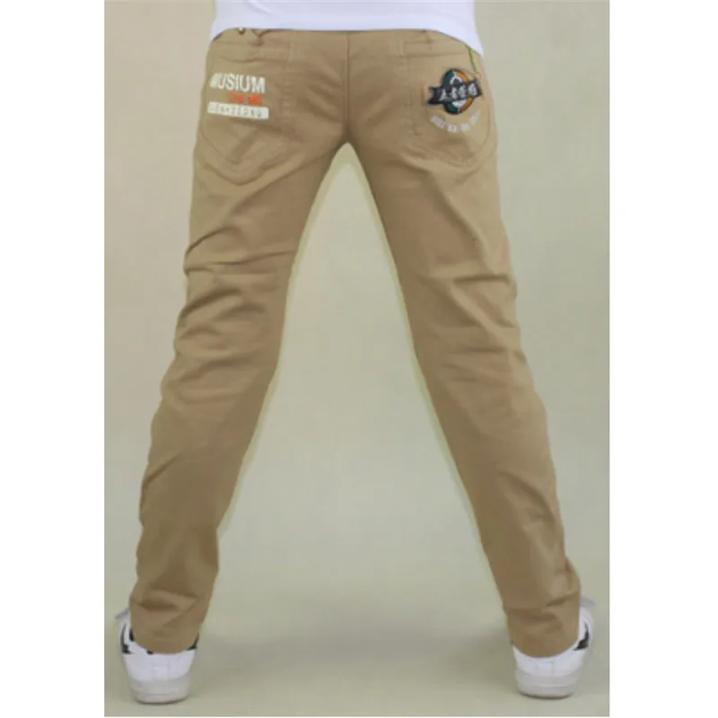 A style khaki Штаны для мальчиков на весну, осень и Лето Повседневные Хлопковые Штаны детские школьные штаны для подростков цвет синий, оранжевый, хаки, зеленый, желтый - Цвет: A style khaki