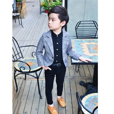 Классическое платье в клетку комплекты для маленьких мальчиков Свадебный костюм