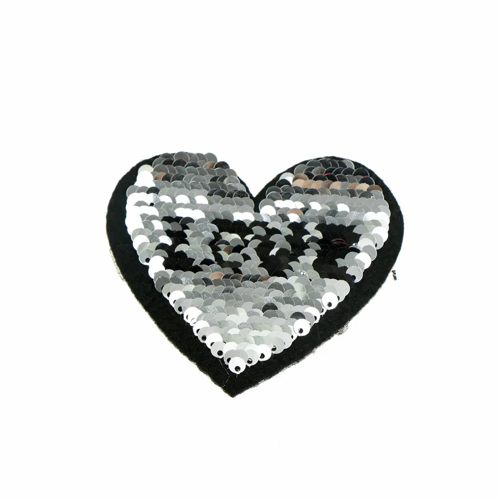 Новинка 1 шт. двусторонняя нашивка с сердечками меняющая цвет расшитая блестками