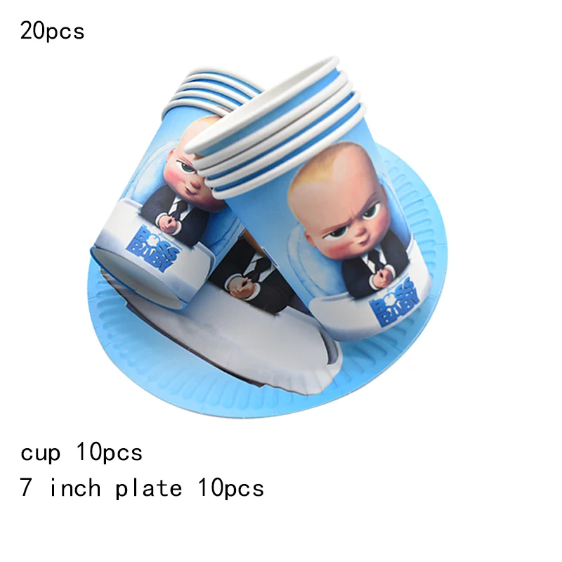 20pcs A set Boss Детские тематические вечерние столовые приборы на день рождения Детская душевая тарелка и чашка для вечеринки napkinsBanner воздушные шары принадлежности украшения - Цвет: 20pcs A set