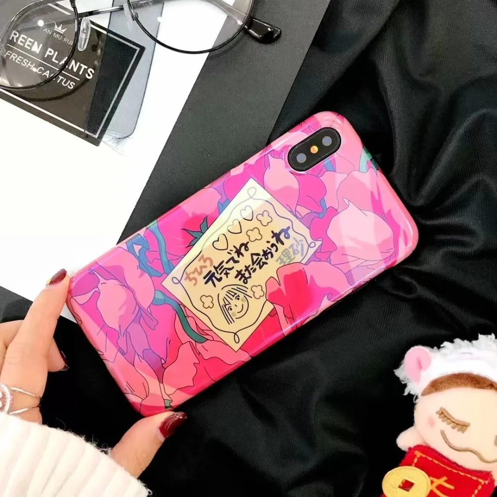 ORYKSZ чехол новый мультфильм цветы телефон для iphone X 6S 6 7 8 Plus Роскошные силиконовый |