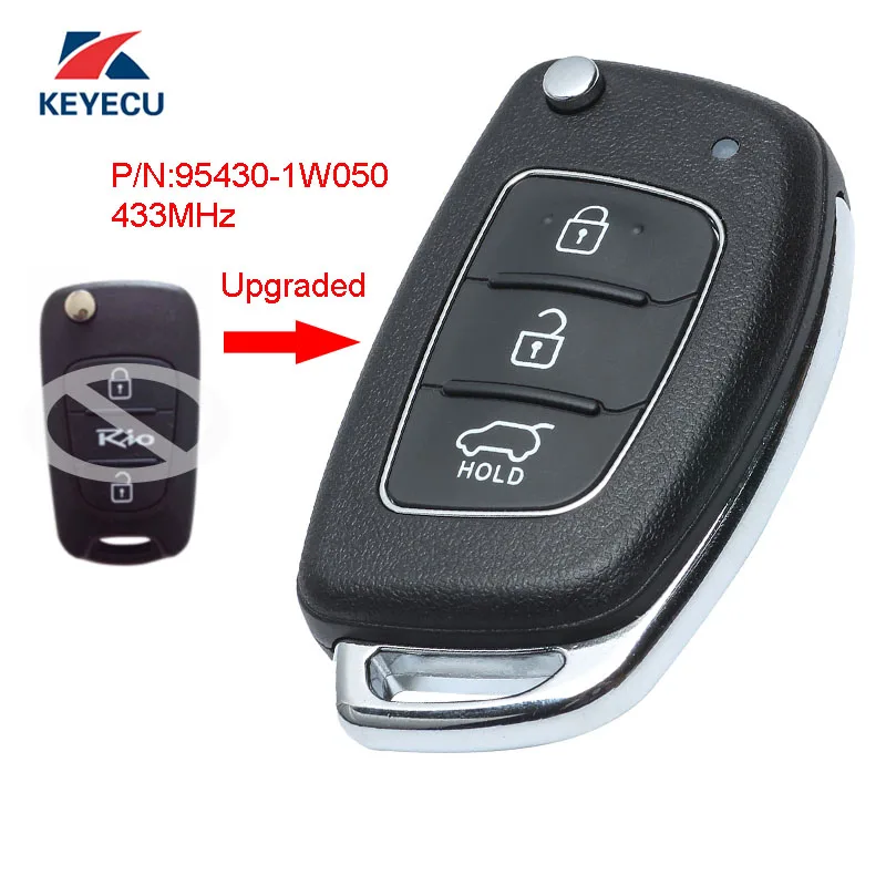 KEYECU Замена Модернизированный дистанционный ключ брелок от машины 3 кнопки 433 МГц