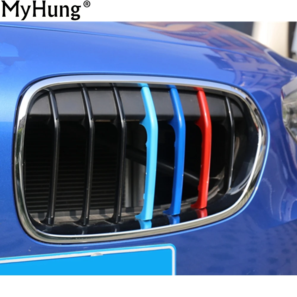 

Для BMW 1 серии 2015-2017 Новинка 1 серии 2016 2017 F20 3D M Стайлинг передняя решетка радиатора полосы для автоспорта наклейки на крышку гриля