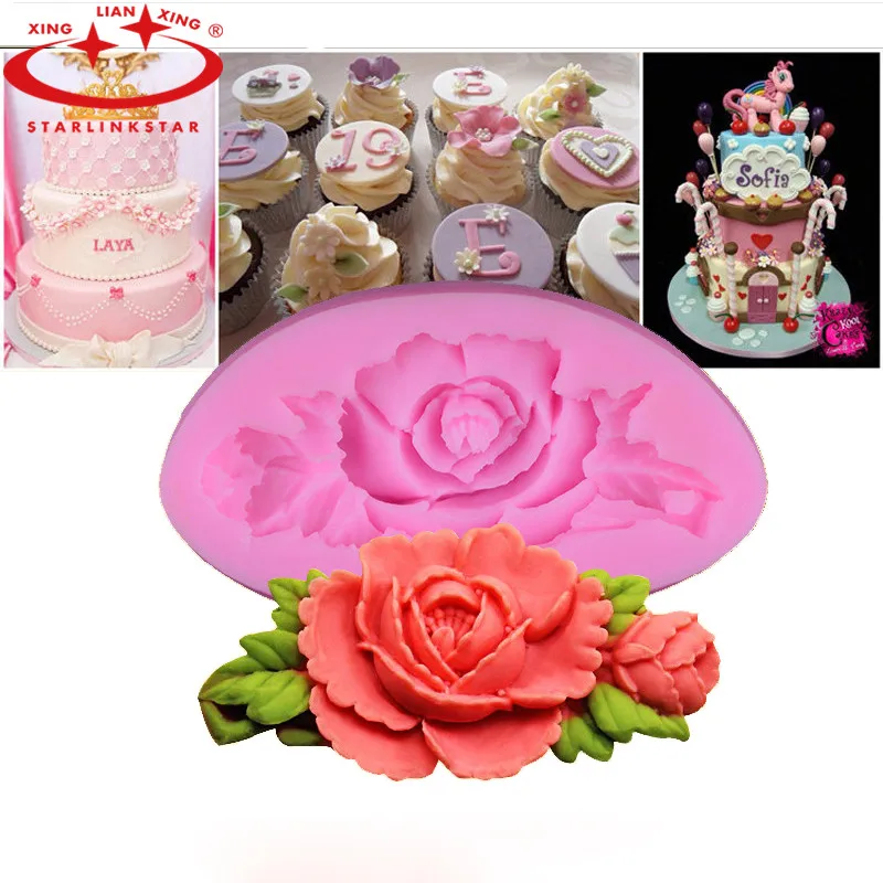 1 шт. силиконовая форма для помадки с 3D розами торта шоколада мыла сахара