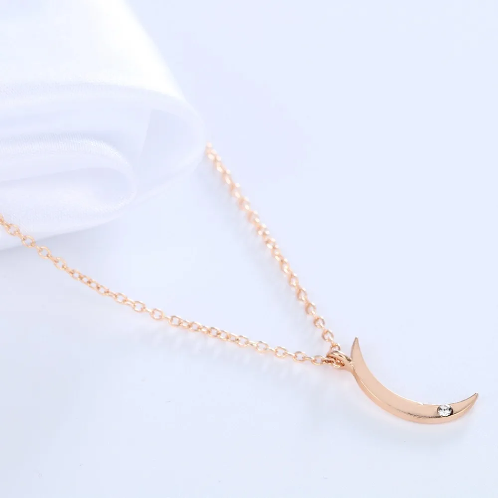 Цепочка с подвеской в виде Луны ожерелье золотистого и серебристого цвета