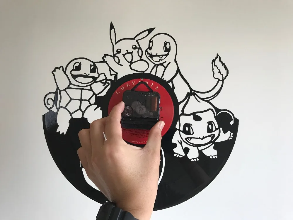 Покемон настенные часы в подарок виниловый художественный Декор Винтаж reloj saat