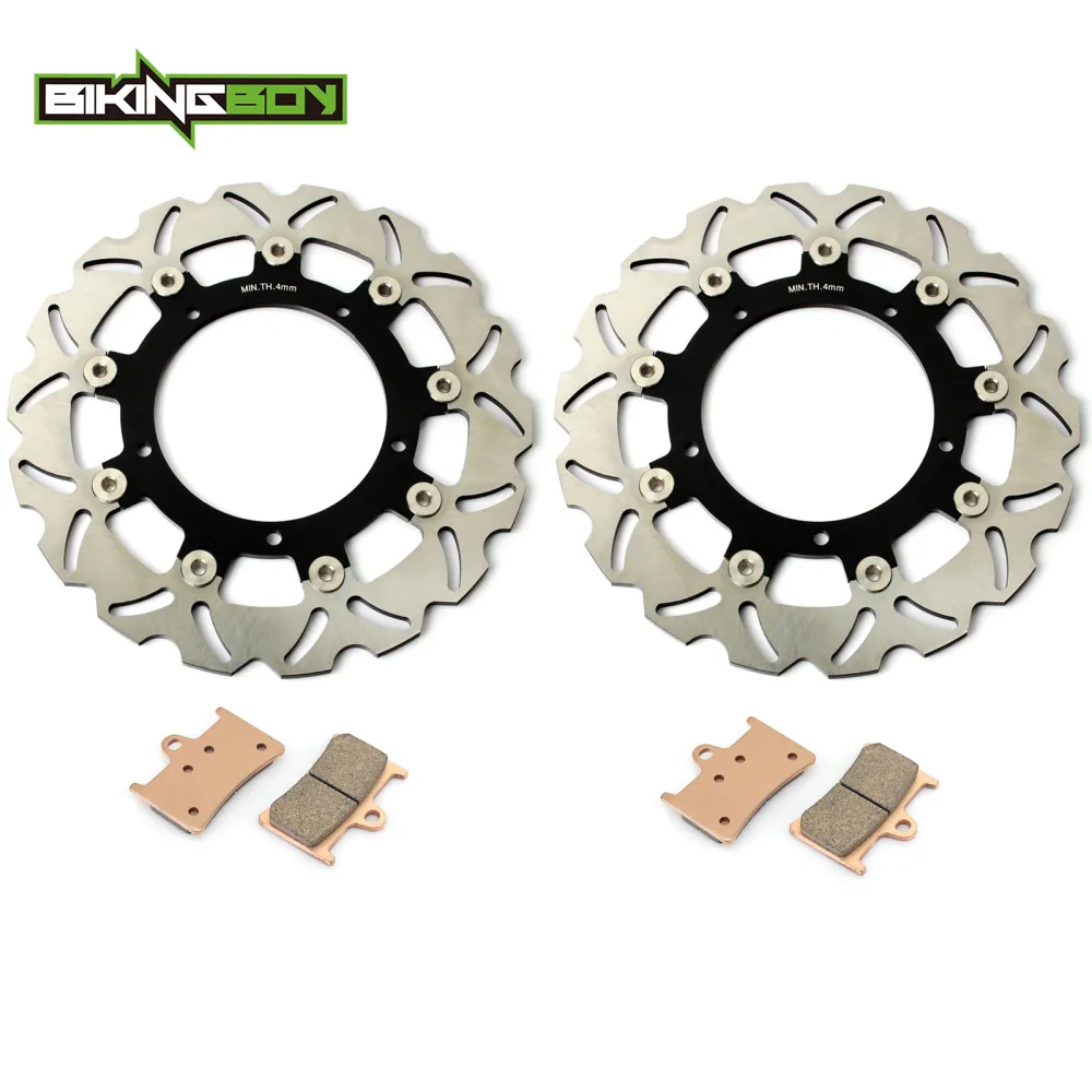 BIKINGBOY For Yamaha FZ6 2007 2008 YZF R6 03 04 Front Brake Discs Disks Rotors + Pads Wave Round Replacement 300mm Motorcycle | Автомобили