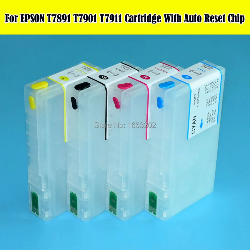 4 шт./лот T7901 T7902 T7903 T7904 Заправляемый чернильный картридж для Epson WF-5110/WF-5620/WF-5690/WF-5190