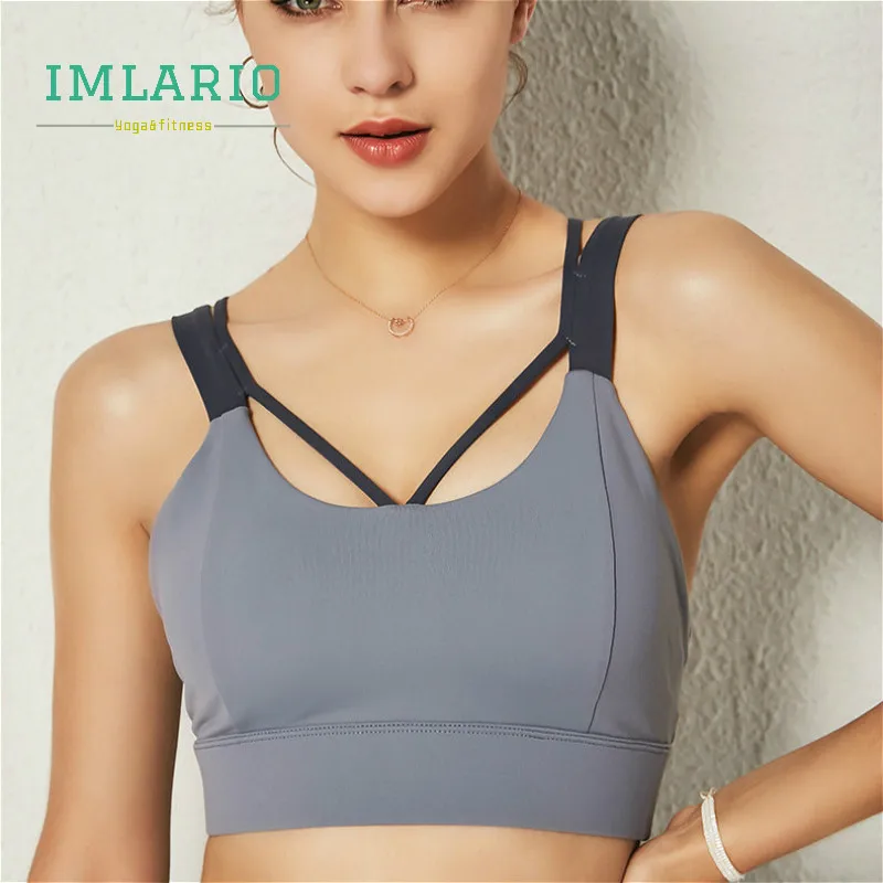 Women's Shockproof Gym Sports Bra Tank Top Push Up Crisscross Fitness Racerback Brassiere Bh Padded Wireless Workout Yoga Bras | Спорт и