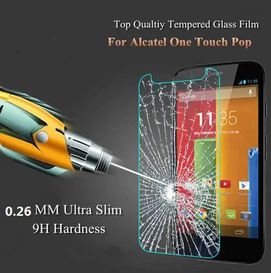 9 H 0.26 мм Ультратонкий Премиум Закаленное Стекло Для Alcatel One Touch POP C3 C5 C7 C9/Idol 2 OT 6037 5042