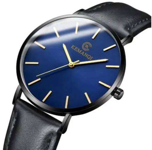 Blue-black Relogio Masculino Топ бренд часы ультра-тонкие кварцевые часы для мужчин часы Бизнес наручные часы модные мужские часы erkek kol saati - Цвет: Blue-black