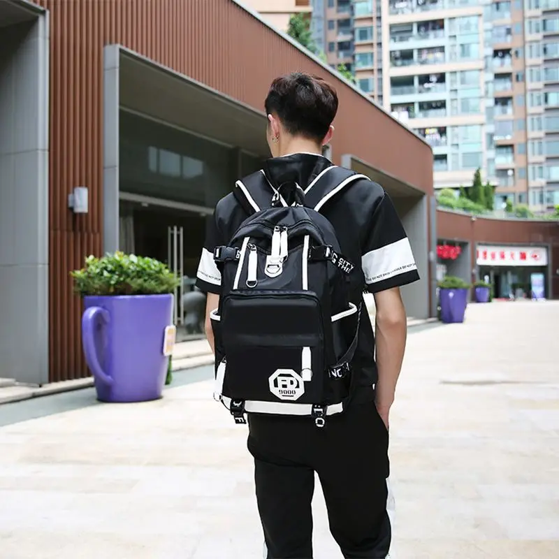Большой дорожный рюкзак с USB портом для зарядки мужчин модный студенческий