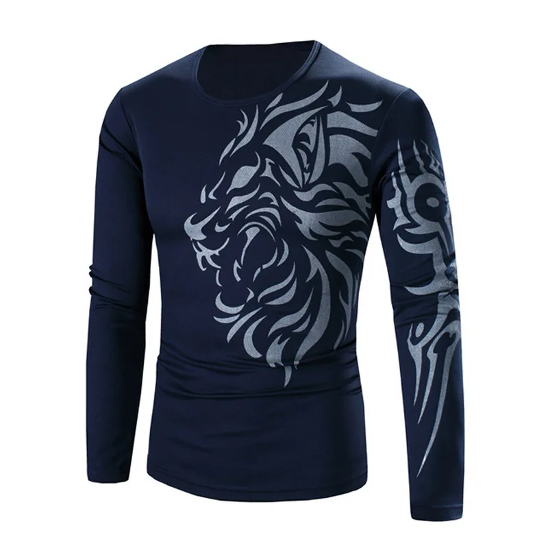 LASPERAL Татуировка напечатанная футболка с длинным рукавом мужская летняя Осенняя