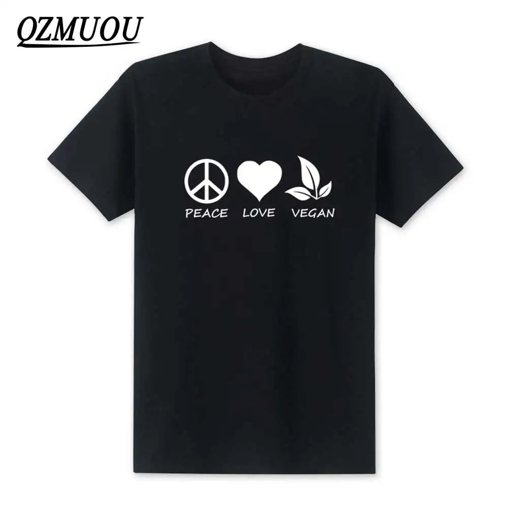 

Новинка 2019, модная футболка с надписью Peace Love для веганов, летняя мужская футболка, Мужская хлопковая футболка с круглым вырезом и коротким р...