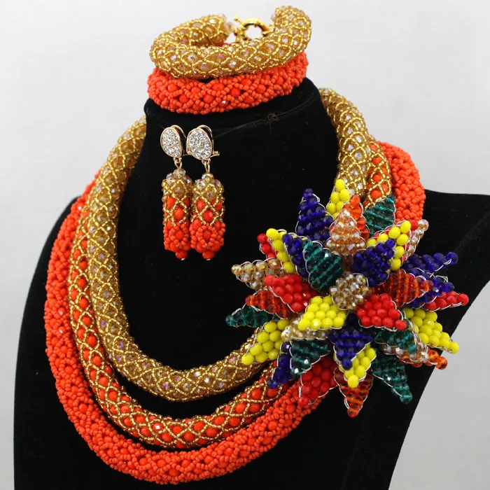 Подвески 4 слоя Африканский кристалл костюм Ювелирные наборы Индийский