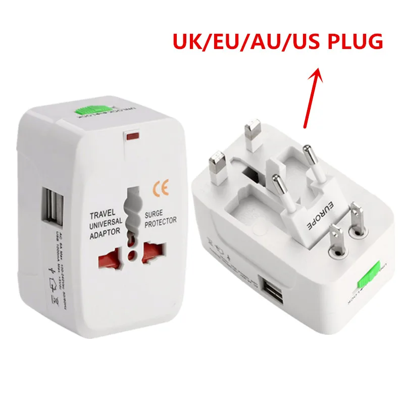 Универсальный международный адаптер с разъемом Все в одном 2 usb-порта для