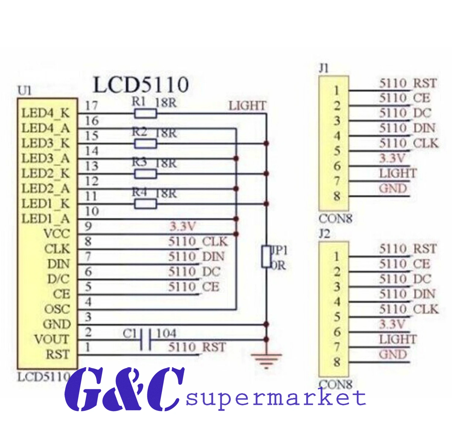 84x48 модуль ЖКД синий адаптер с подсветкой PCB 5110 lcd | Электронные компоненты и
