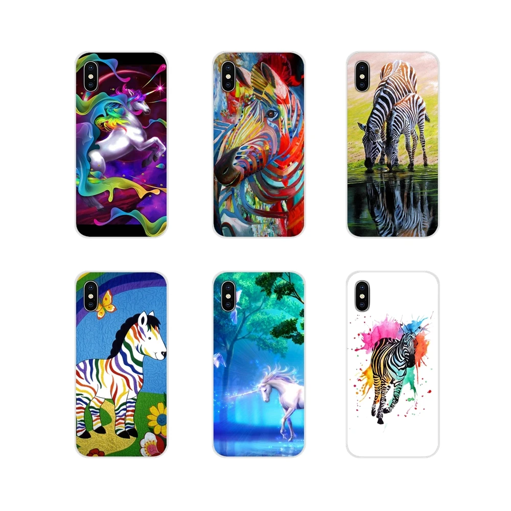 Чехлы для мобильного телефона с радужной зеброй единорогом Apple iPhone X XR XS MAX 4 4S 5 5S 5C