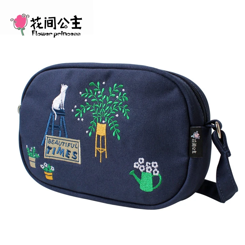 Брендовая Холщовая Сумка на плечо с цветочной вышивкой для девочек подростков