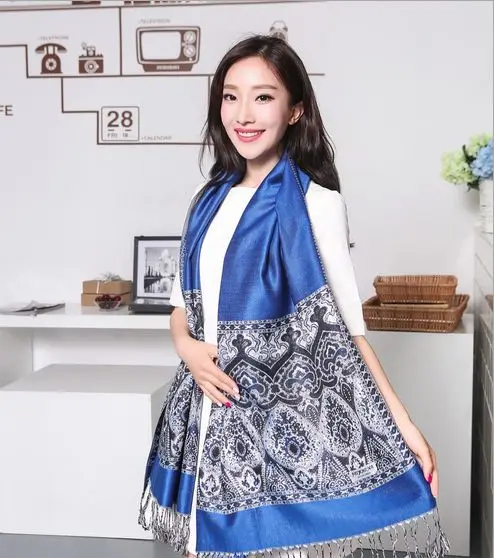 Двусторонняя Женская шаль RUNMEIFA с рисунком Пейсли модная женская запахом