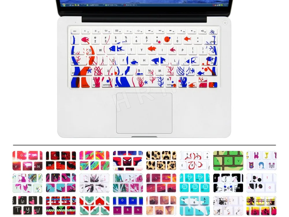 Силиконовая наклейка с цветами радужная клавиатура чехол защита кожи для Apple Mac