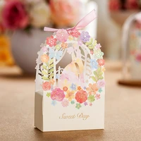 50pcslot wedding event party decoration gift box bride and groom style candy box flower gift bag wedding gifts for guests