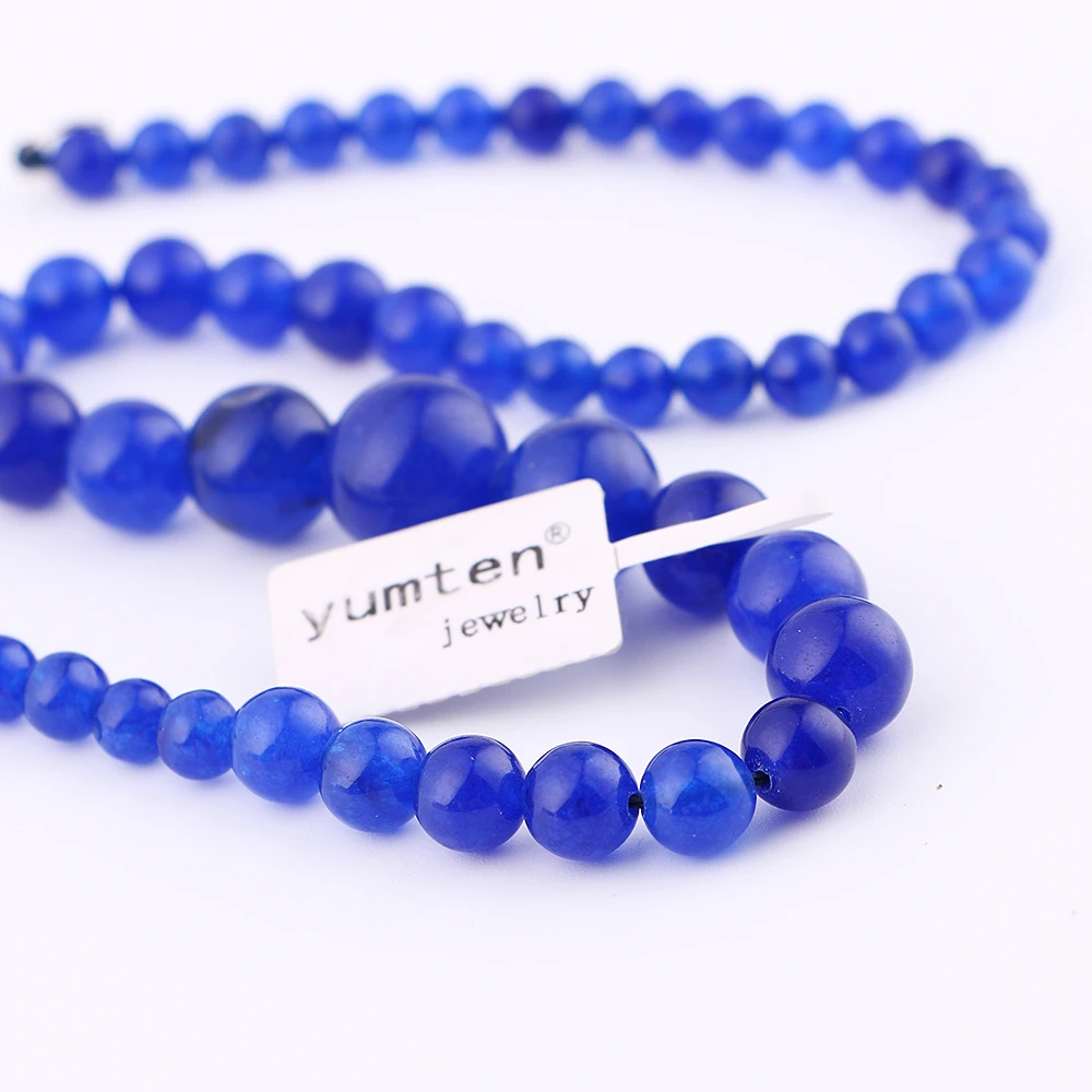 Artilady Blue Color Natural Crystal Stone Pendant Necklace Fashion For Women Jade Bead Chain Jewelry Power Dropshipping |
