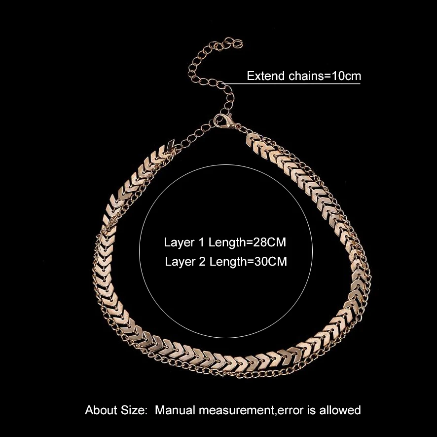Изысканное тонкое многослойное колье с двойной цепочкой из пшеницы для женщин
