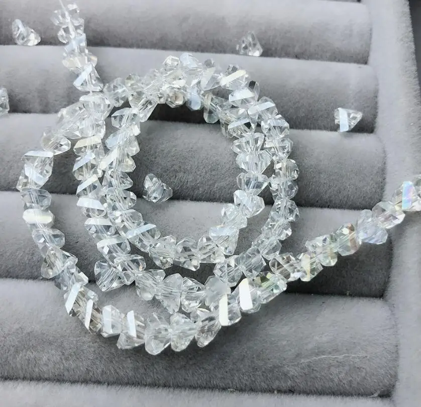 c01 clear ab DIY браслет из драгоценных камней 3d хрустальные бусины 2 отверстия, 145 шт./лот, 4 мм 6 мм Круглый угол тетраэдрон аксессуары для одежды ремесло - Цвет: c01 clear ab