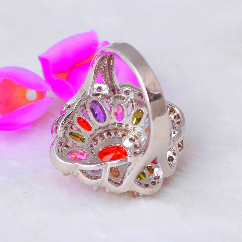 Летние кольца для женщин Цвет цирконий серебряный штамп юбилей модные ювелирные