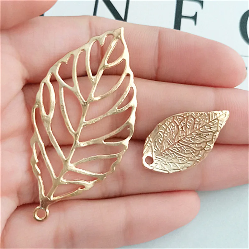 

10pcs/lot Alloy Gold Hollow Leaf Pendents Ornaments Earrings Jewelry Accessories DIY Enamel Hanging Buttons for Earrings, Choker