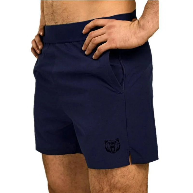 navy blue Спортивные свободные шорты для фитнеса, летние быстросохнущие шорты для бодибилдинга, мужские повседневные пляжные спортивные штаны - Цвет: navy blue