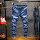 Новинка 2020, модные мужские джинсы, облегающие эластичные брюки-карандаш цвета хаки, синий, зеленый, хлопковые брендовые классические джинсы, Мужские обтягивающие джинсы