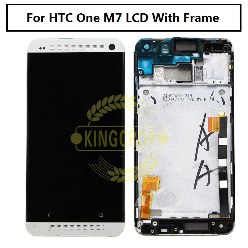 AAA+++ LCD display For HTC One M7 With Touch Screen Digitizer Full assembly +bezel Frame repair parts Black Silve | Мобильные