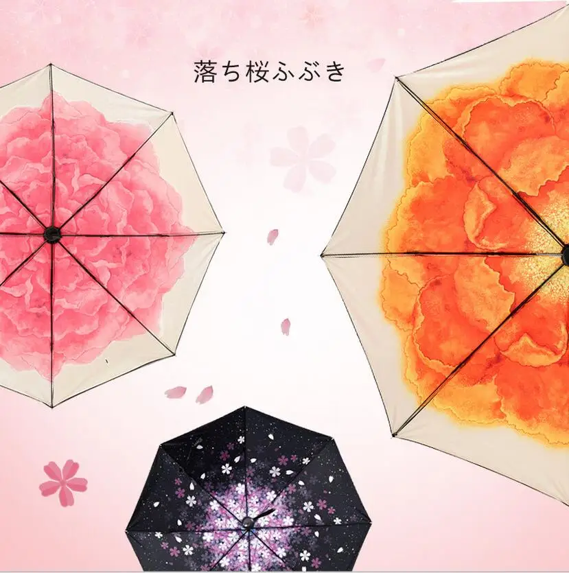 Цветочный дождевой и Солнечный зонтик складной женский зонт УФ защита от ветра