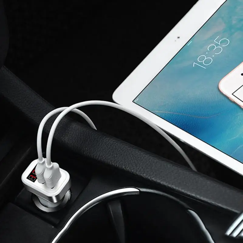 HOCO Z3 2 порта USB Универсальное автомобильное зарядное устройство светодиодный цифровой дисплей двойной USB Мобильный телефон 2.1A Быстрая Зарядка адаптер для телефона