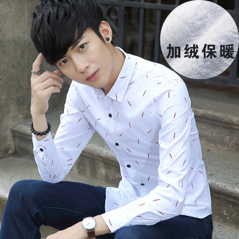 2019 New Hot Winter White Thick Warm Velvet Blouses Flannel male Men Cotton Blusas Female Blouse Feminine Shirts Long Sleeve Top | Мужская