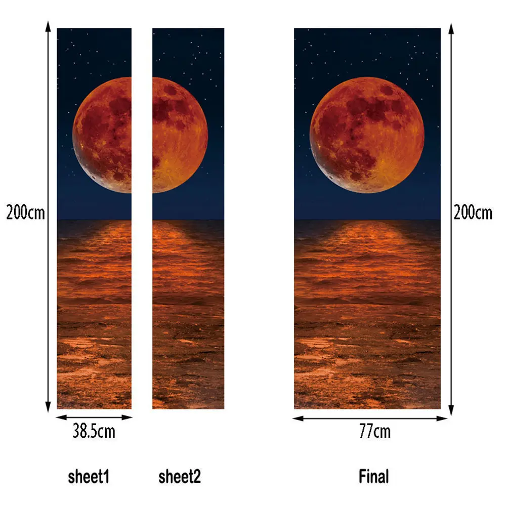 

3D Floating Moon Door Stickers Waterproof Wallpapers DIY Removable Murals Self-adhesive For Living Room Bedroom Corridor Kitchen