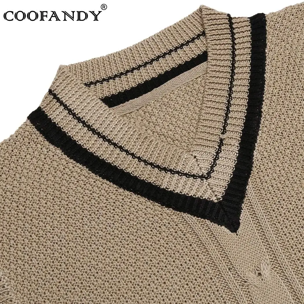 Жилет свитер для повседневной носки без рукавов V зима Для мужчин с круглым