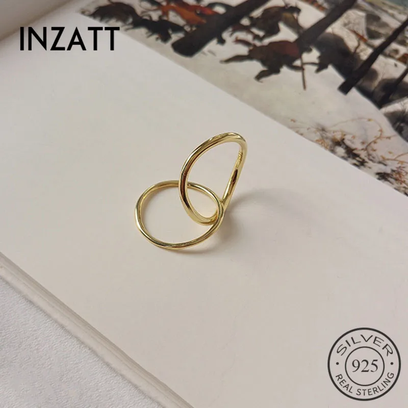 INZATT Настоящее 925 пробы серебристый неправильной формы крест круглое кольцо для женщин вечерние ювелирные изделия минималистичные аксессуары