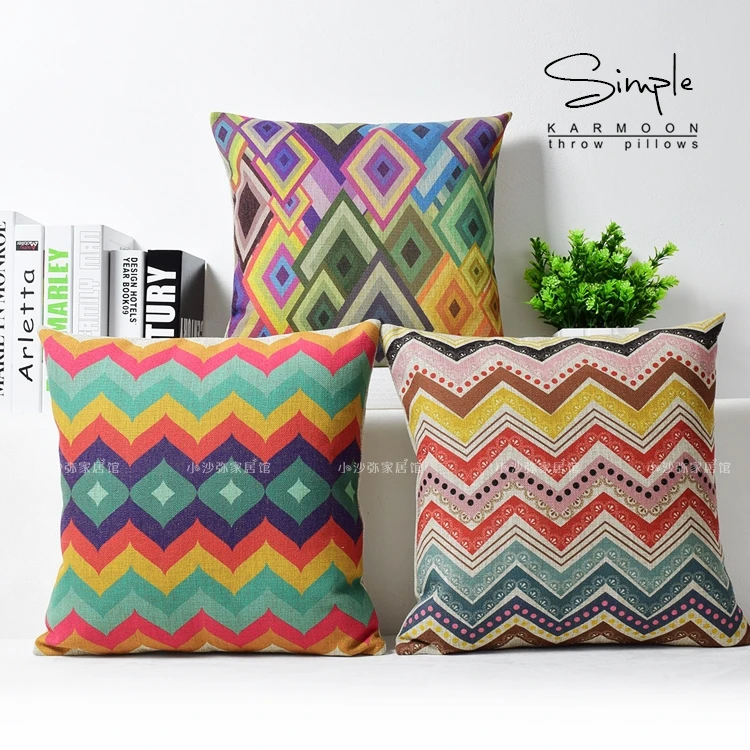 Геометрический ацтекский Наволочка на подушку Богемия с зигзагообразной