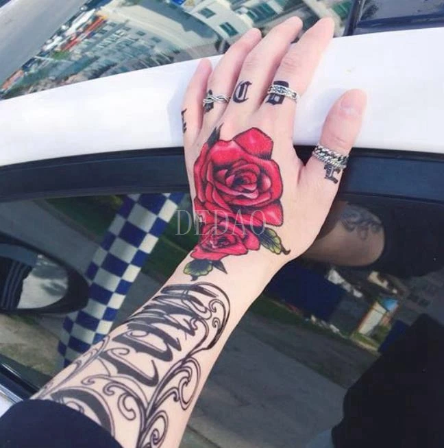 Водостойкая наклейка Временные фальшивые татуировки сексуальная красная роза