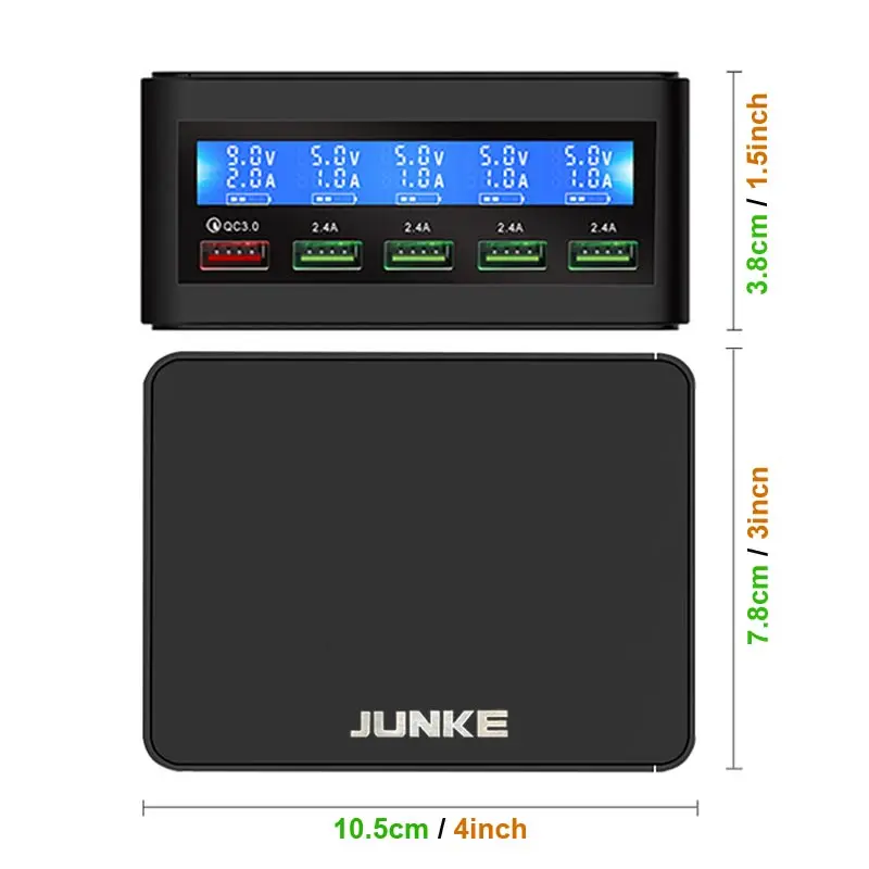 JUNKE 5 портов USB 50 Вт мульти зарядное устройство станция Быстрая зарядка несколько USB зарядное устройство концентратор светодиодный дисплей QC 3,0 Универсальный