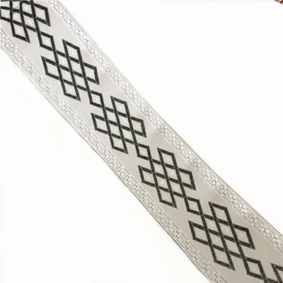 white silver 80mm 5 метров Геометрическая жаккардовая вышивка Плетеный, тканый скотч кружевные ленты с отделкой Племенной Бохо DIY мешок одежды - Цвет: white silver 80mm