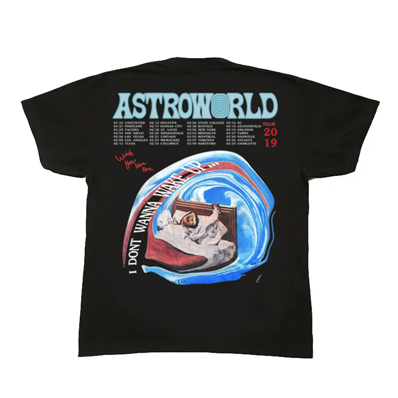 Высококачественная футболка 19SS Astroworld с тревисом Скоттом и надписью I't Want To Wake Up