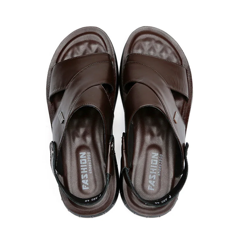 Leather Men's Sandals Summer Sandals Dual-use Men's Casual Cool Shoes First Layer Leather Men's Breathable Sandals And Slippers