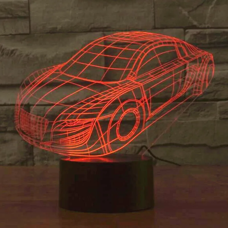 Светильник с сенсорным выключателем 3D лампы модель автомобиля 7 цветов ночник RGB Освещение для дома Украшения в спальню стол Lampara де меса