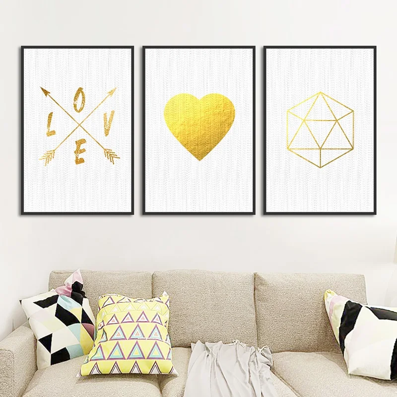 Скандинавский стиль минималистичный геометрический абстрактный любовь золотая